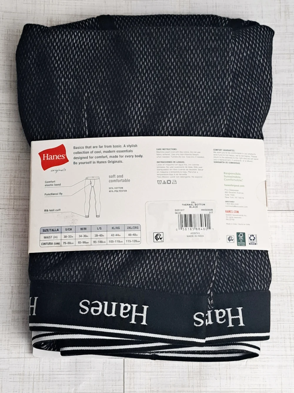 Hanes Original Men's Tagless Thermal Pant - Black 2XL/2XG